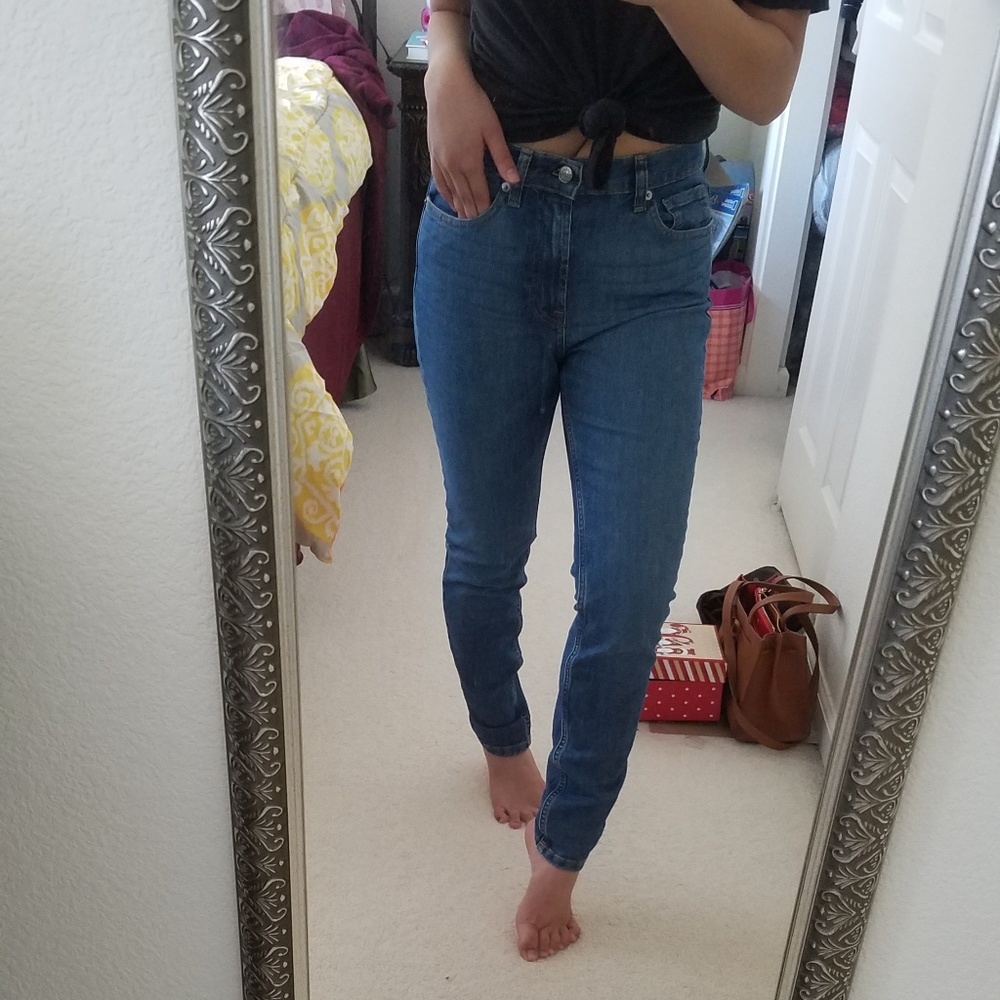Everlane High Rise Skinny Jeans in Mid Blue